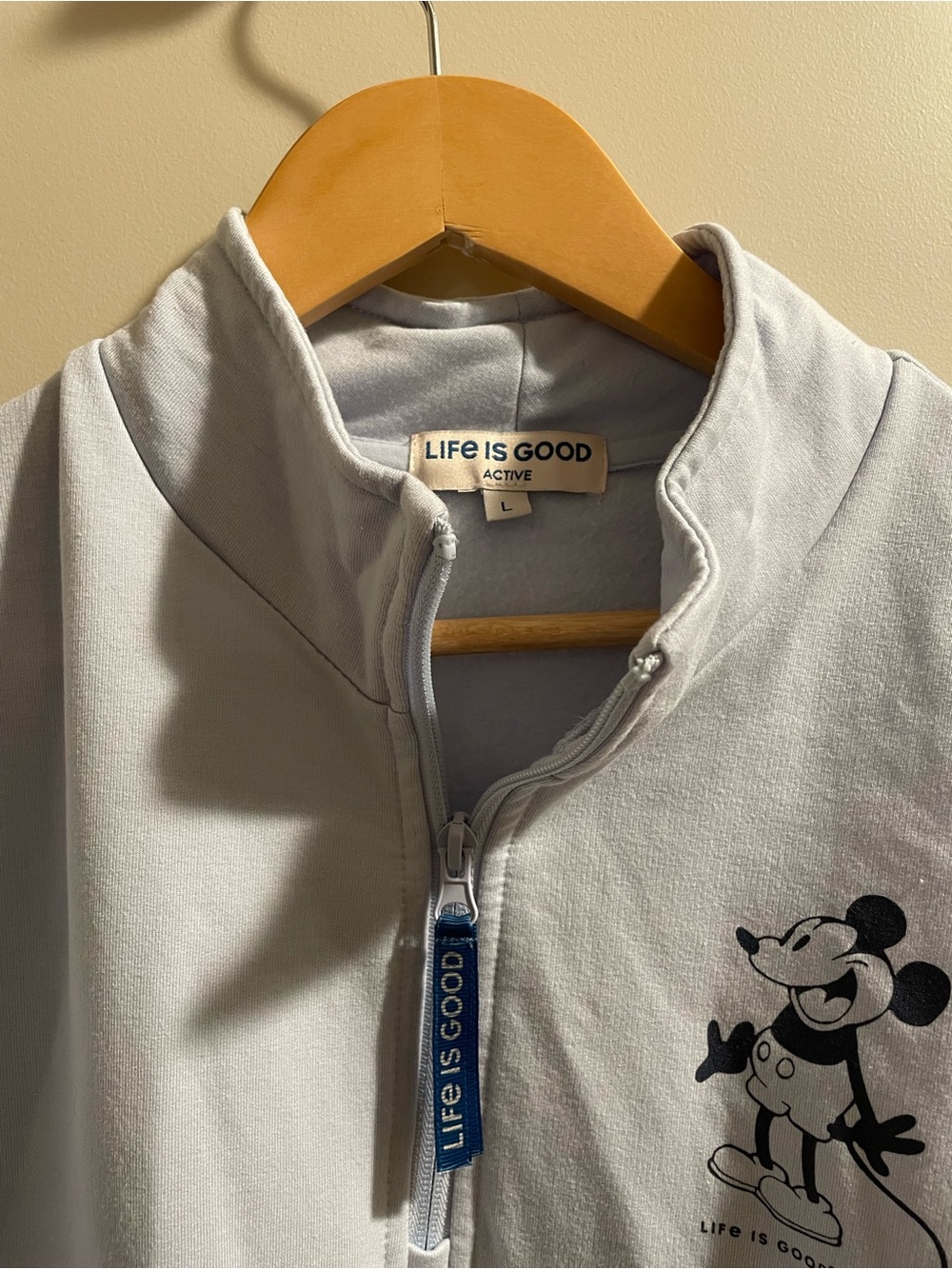 Disney Life Is Good Active Light Blue Mickey Mouse Half-Zip Pullover Sweatshirt - Picture 4 of 6